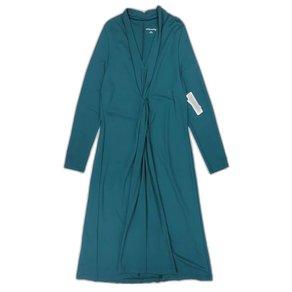 NWT Soft Surroundings Lagia Midi Dress Atlantic Deep Green Minimal Quiet Luxury